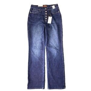 Judy Blue High Rise Button-Fly Straight Leg Jeans Dark Blue Women's Size 7/28
